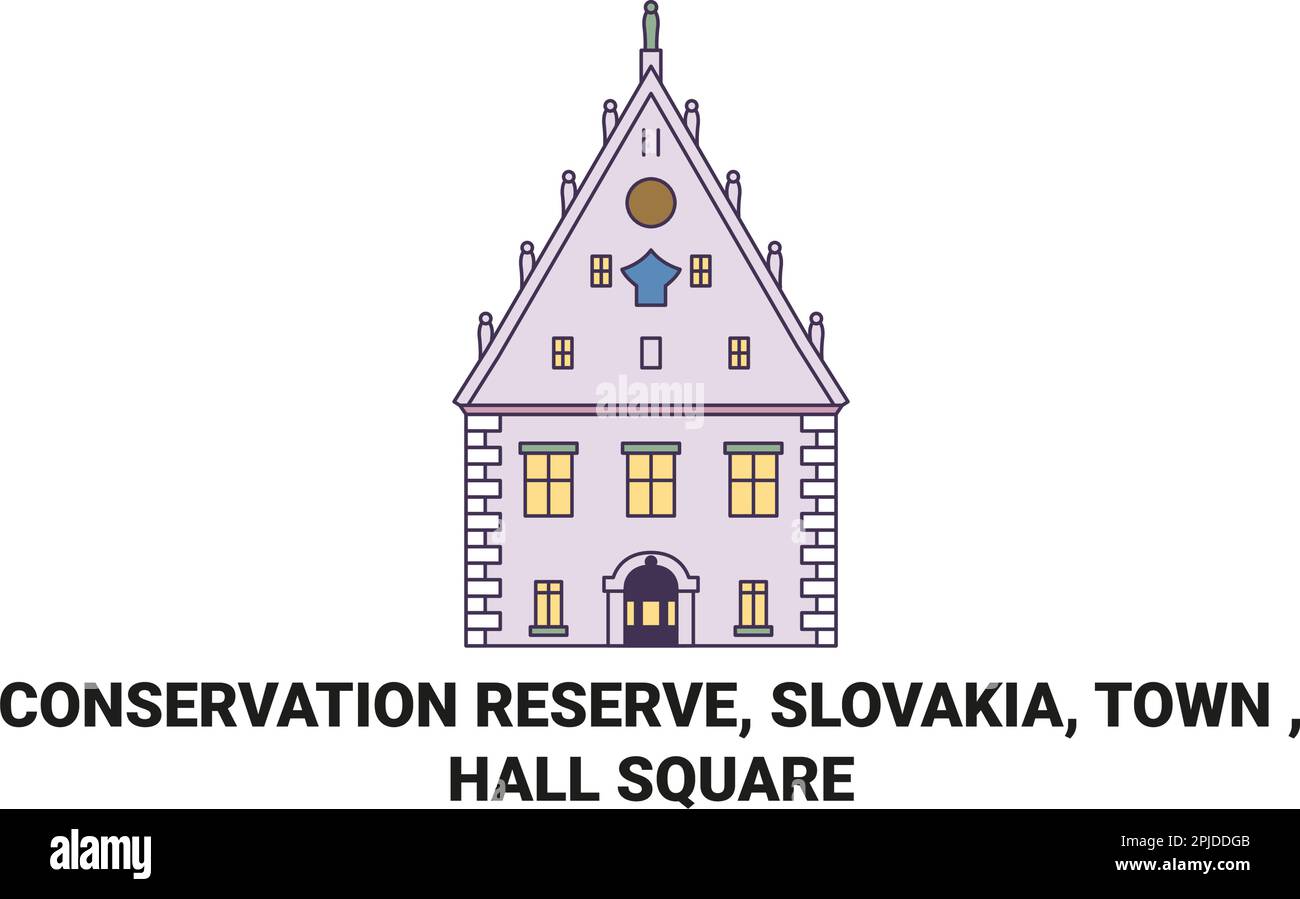 Slovacchia, Riserva di conservazione, Città, Piazza del Municipio viaggio punto di riferimento vettoriale illustrazione Illustrazione Vettoriale