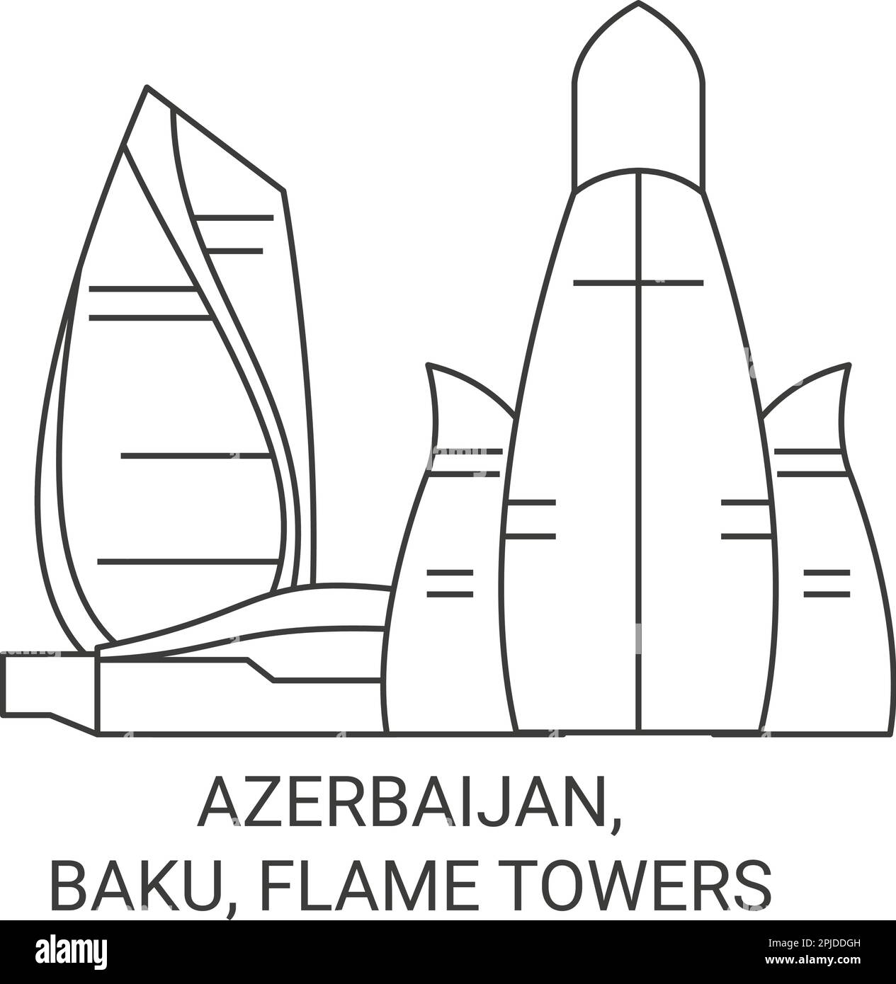 Azerbaijan, Baku, Flame Towers viaggio punto di riferimento vettore illustrazione Illustrazione Vettoriale