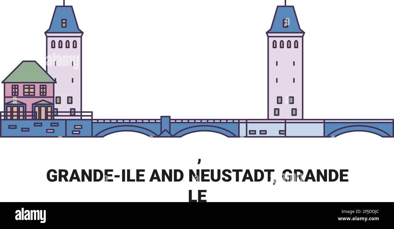 Francia , Grandeile e Neustadt, Grande le viaggio punto di riferimento vettoriale illustrazione Illustrazione Vettoriale