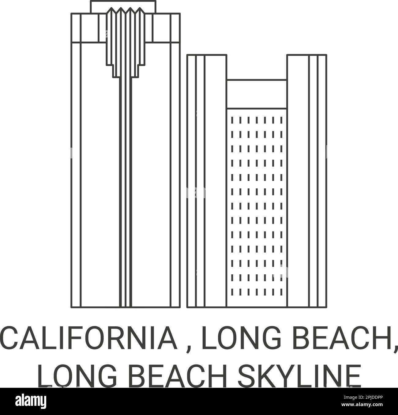 Stati Uniti, California , Long Beach, Long Beach Skyline viaggio punto di riferimento vettore illustrazione Illustrazione Vettoriale