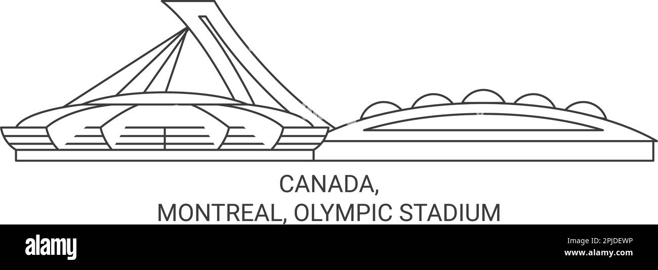 Canada, Montreal, Olympic Stadium viaggio punto di riferimento vettoriale illustrazione Illustrazione Vettoriale