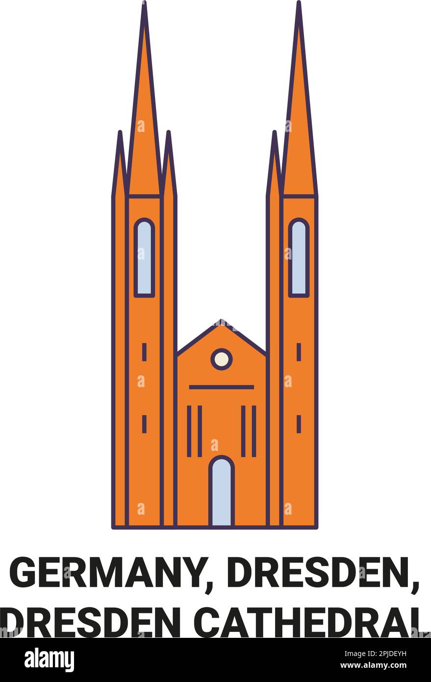 Germania, Dresda, Cattedrale di Dresda viaggio simbolo vettore illustrazione Illustrazione Vettoriale