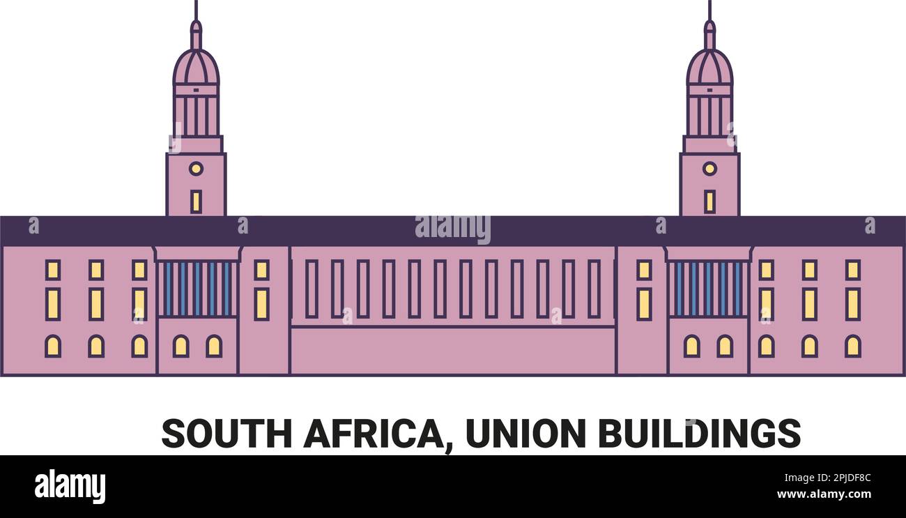 Sudafrica, edifici dell'Unione, illustrazione vettoriale di riferimento di viaggio Illustrazione Vettoriale