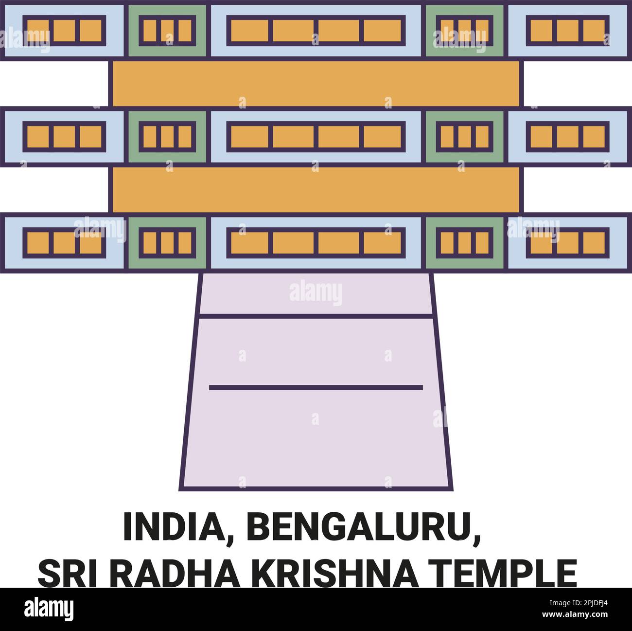 India, Bengaluru, Sri Radha Krishna Tempio viaggio punto di riferimento vettore illustrazione Illustrazione Vettoriale