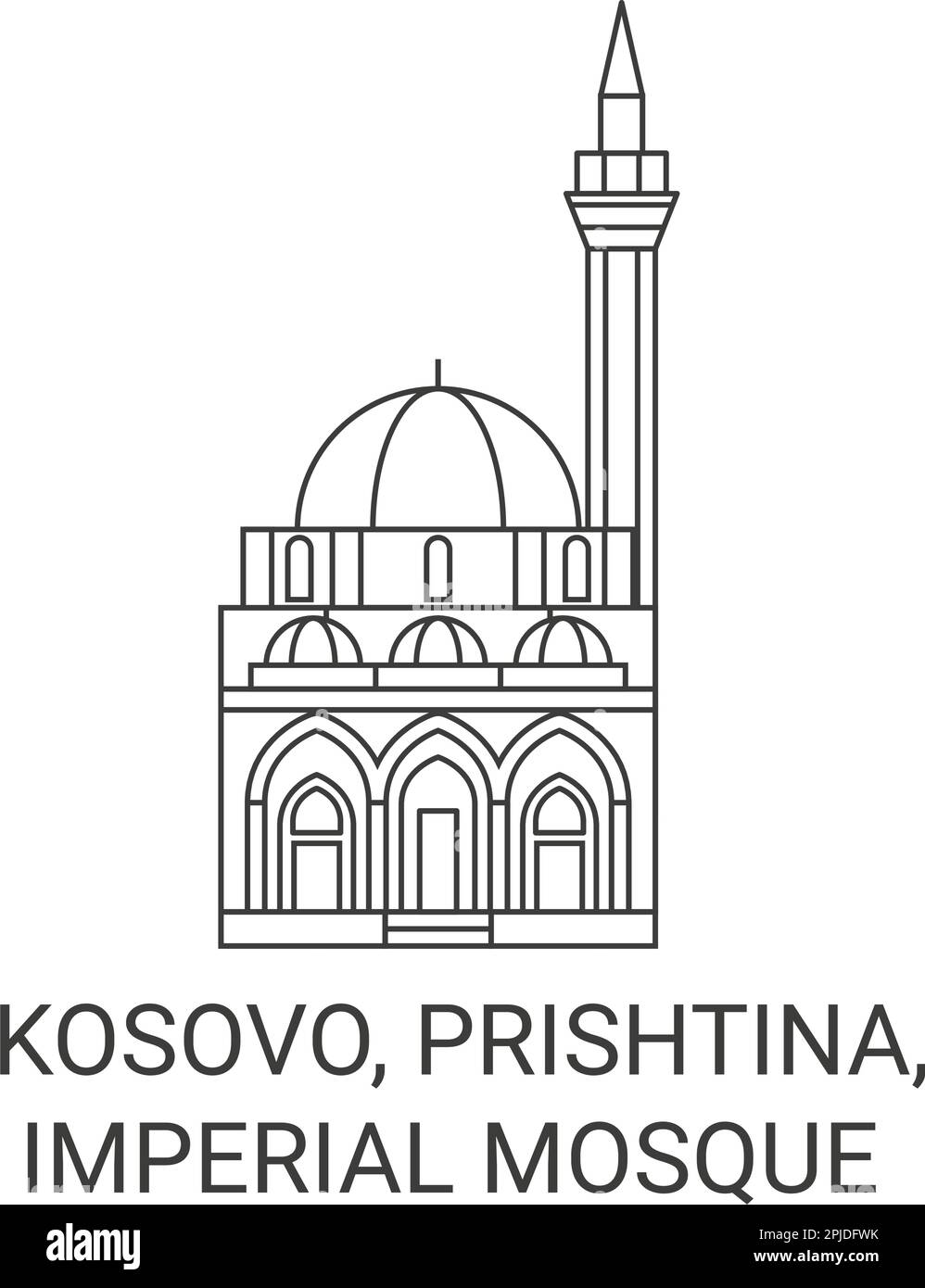 Kosovo, Prishtina, Moschea Imperiale viaggio punto di riferimento vettoriale illustrazione Illustrazione Vettoriale