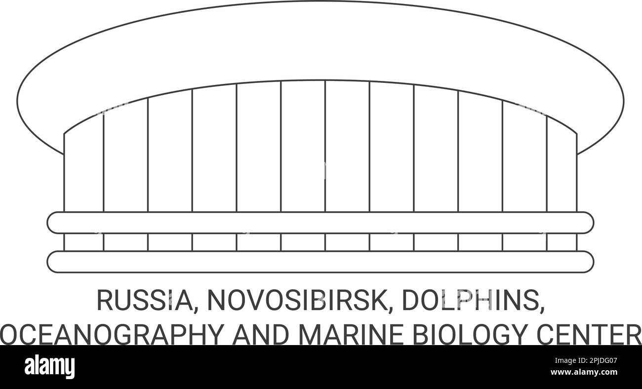 Russia, Novosibirsk, Delfini, Oceanografia e Marine Biology Center viaggio punto di riferimento vettore illustrazione Illustrazione Vettoriale