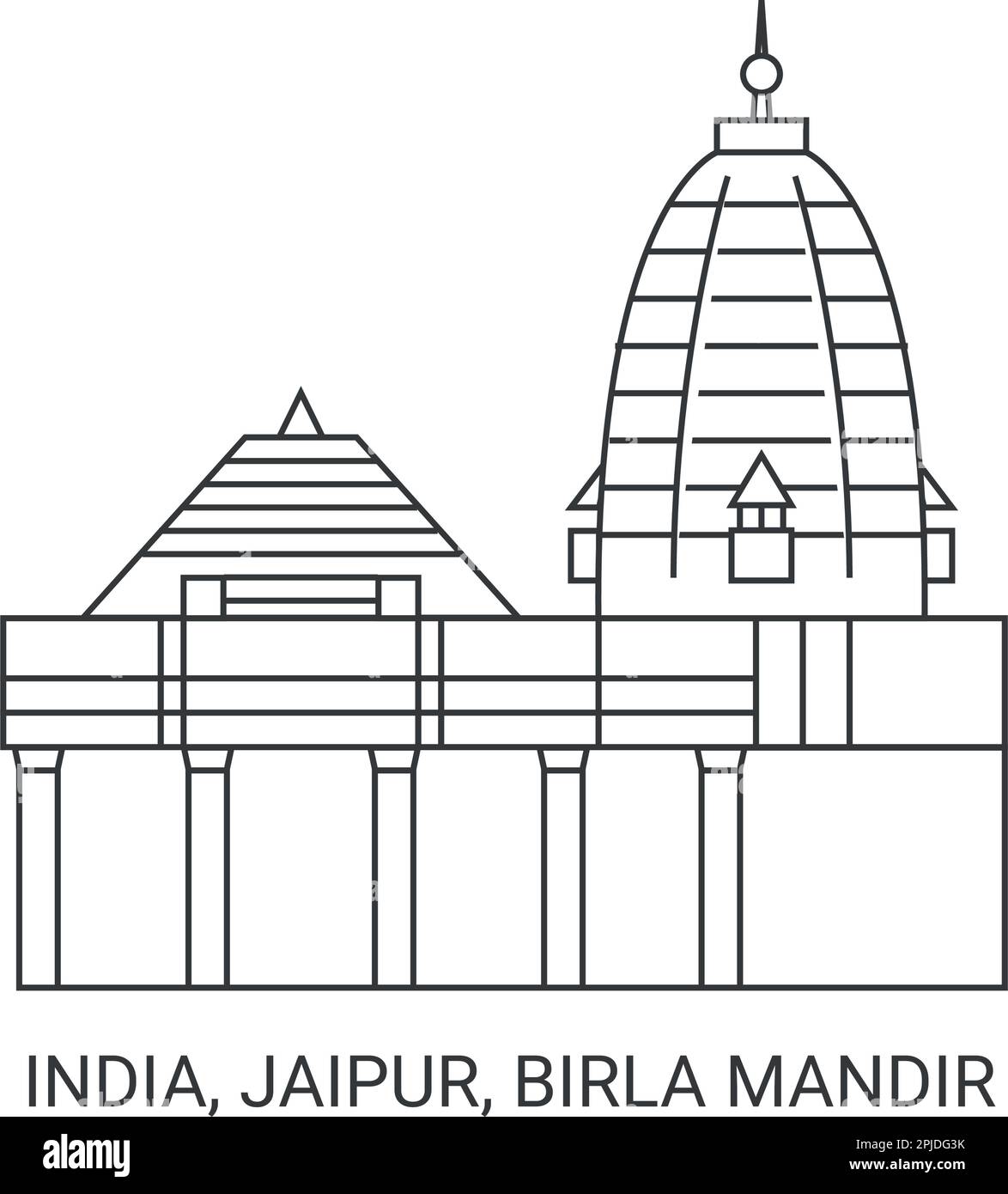 India, Jaipur, Birla Mandir viaggio punto di riferimento vettore illustrazione Illustrazione Vettoriale