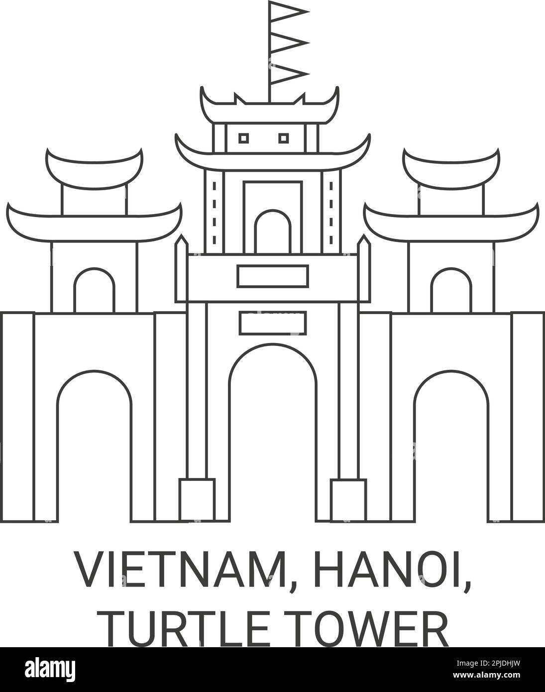 Vietnam, Hanoi, Turtle Tower viaggio punto di riferimento vettoriale illustrazione Illustrazione Vettoriale