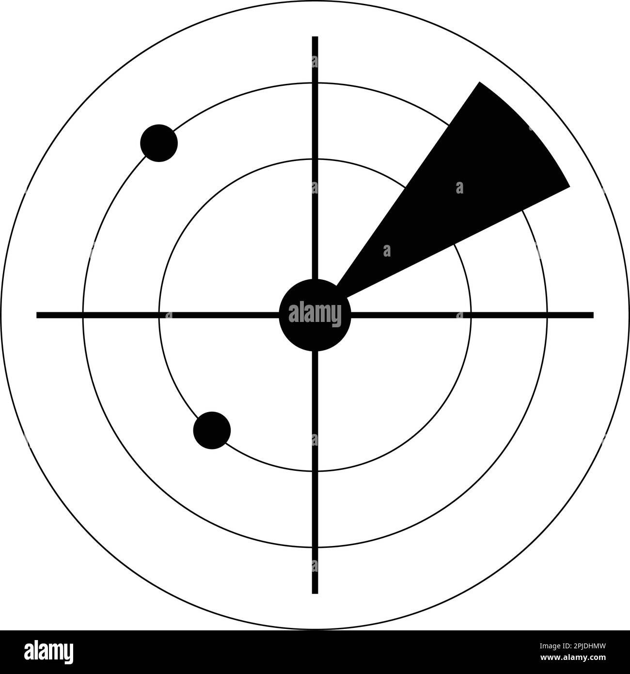 Icona del radar vettoriale - segnale di radiolocalizzazione lineare Illustrazione Vettoriale