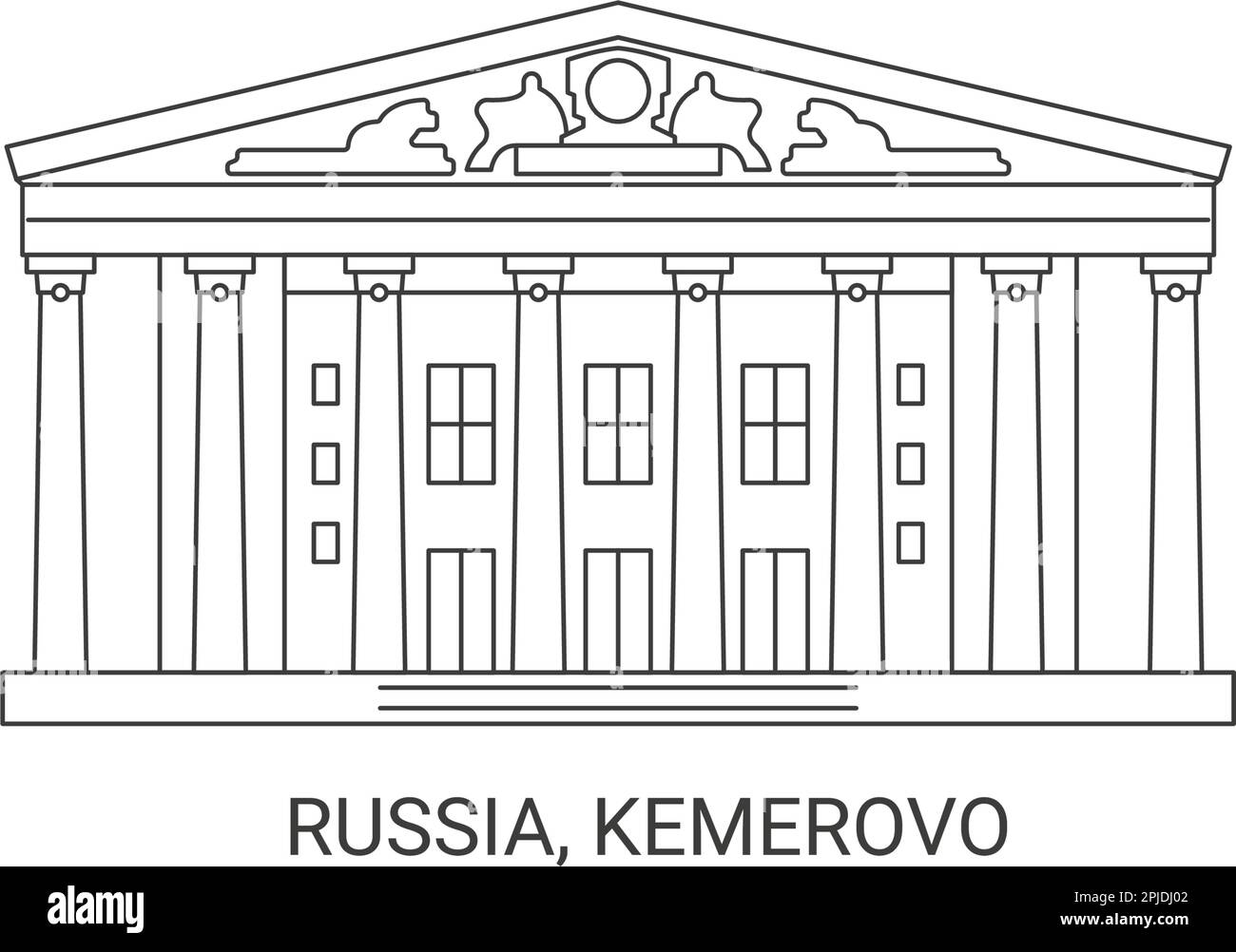 Russia, Kemerovo, disegno vettoriale di riferimento di viaggio Illustrazione Vettoriale