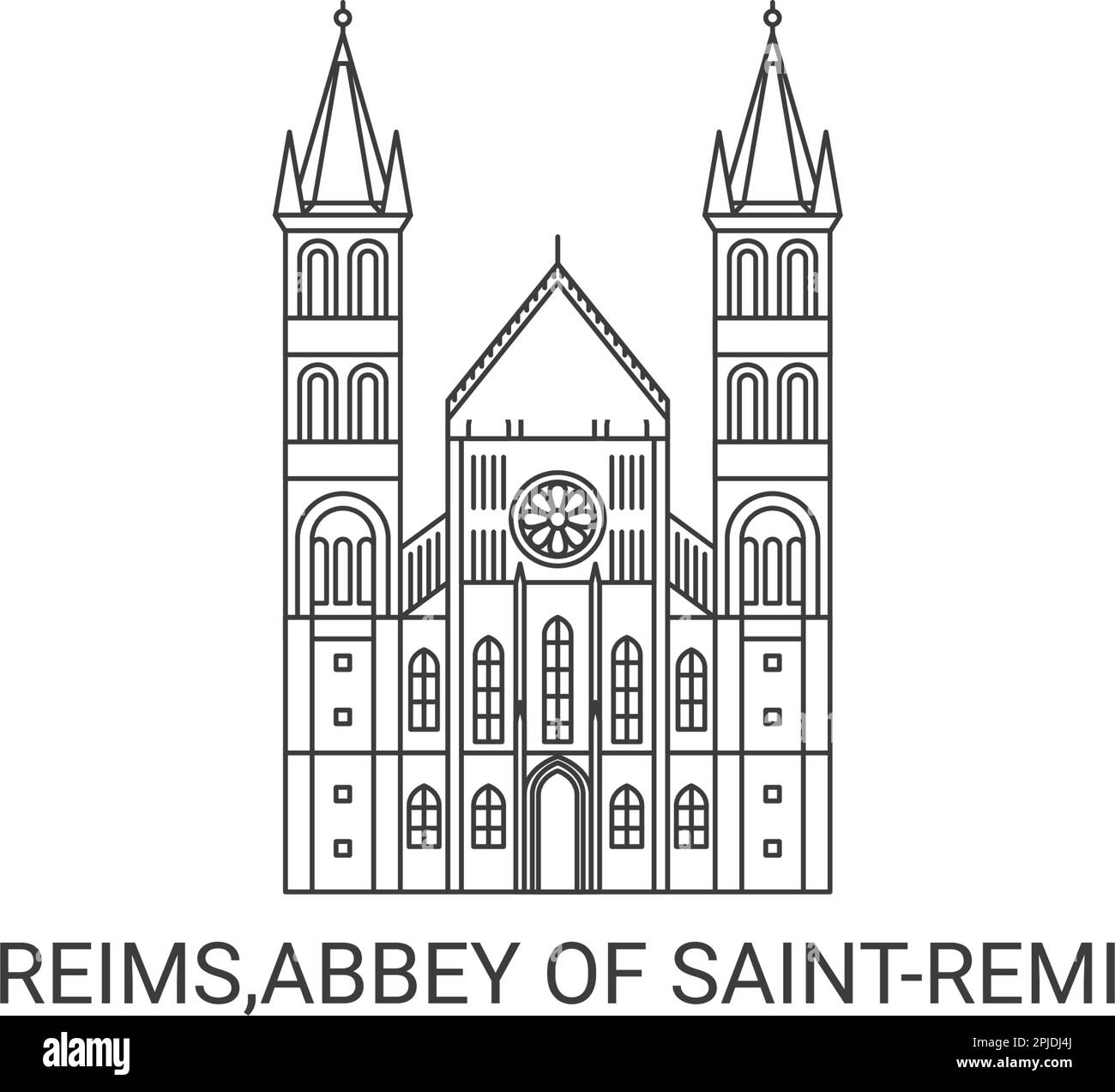 Francia, Reims, Abbazia di Saintremi, viaggio punto di riferimento vettore illustrazione Illustrazione Vettoriale