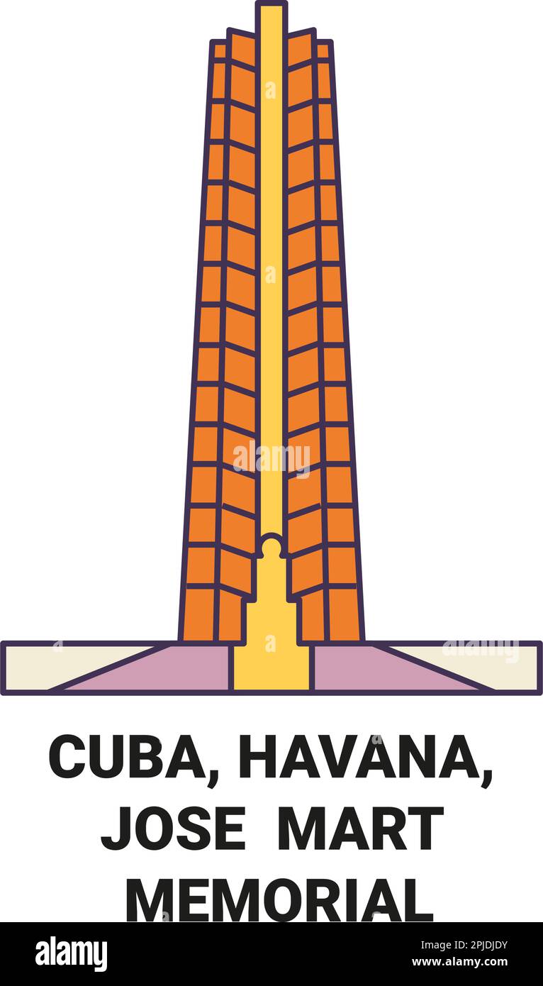 Cuba, l'Avana, Jose Mart Memorial viaggio punto di riferimento vettore illustrazione Illustrazione Vettoriale