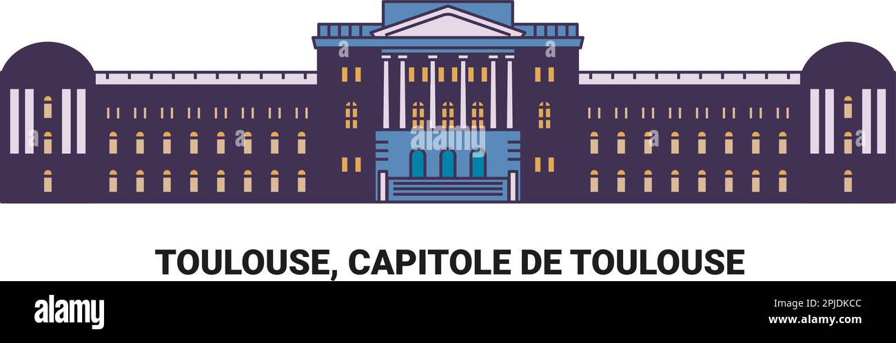 Francia, Tolosa, Capitole De Toulouse, viaggio punto di riferimento vettoriale illustrazione Illustrazione Vettoriale