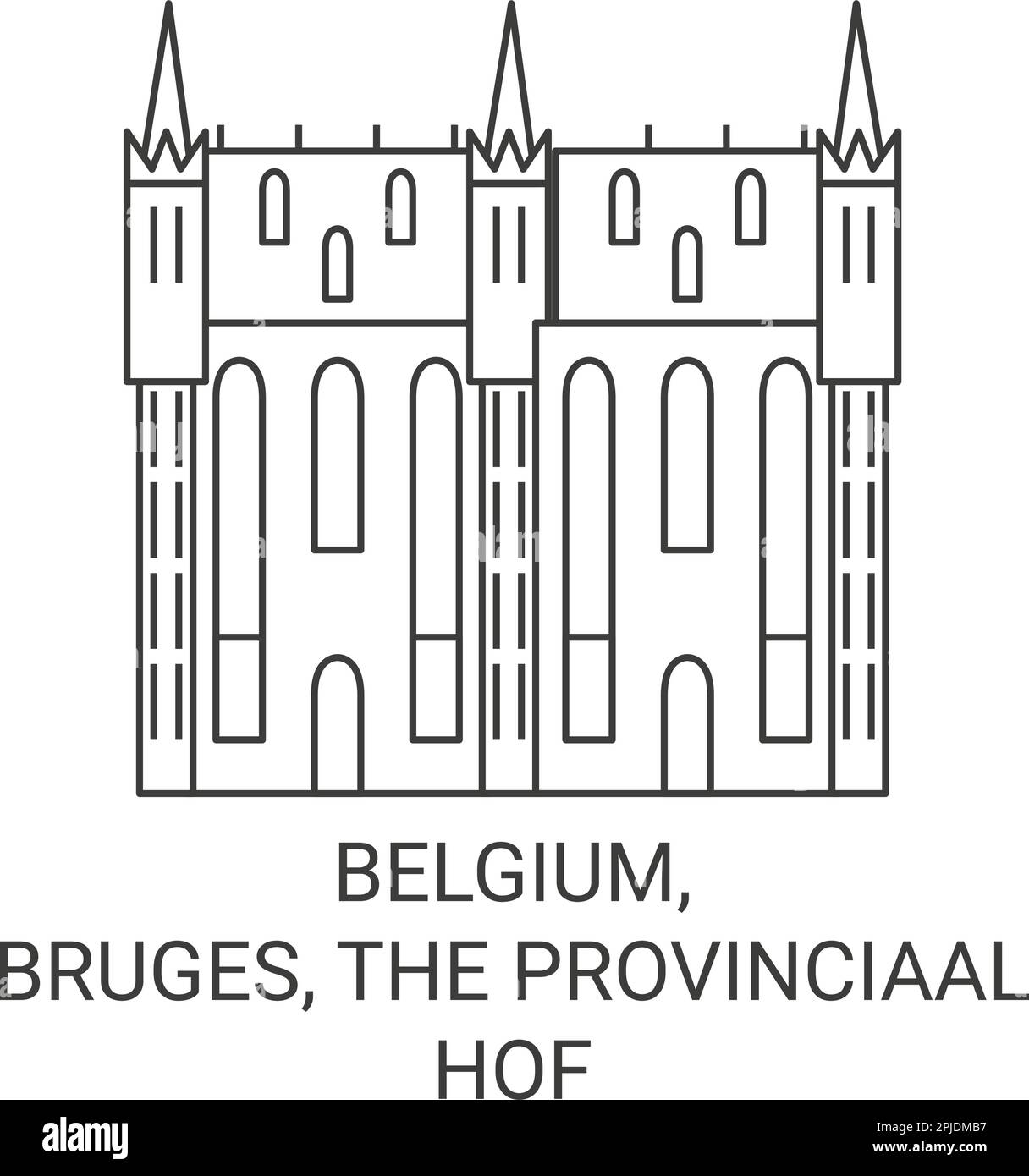 Belgio, Bruges, il Provinciaal Hof viaggio punto di riferimento illustrazione vettore Illustrazione Vettoriale