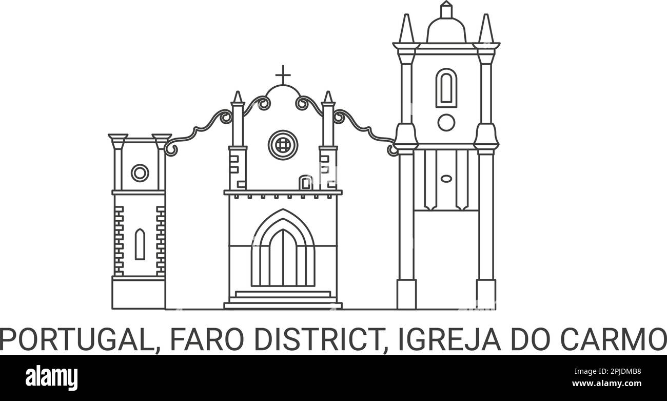 Portogallo, Distretto di Faro, Igreja do Carmo, illustrazione vettoriale di riferimento del viaggio Illustrazione Vettoriale