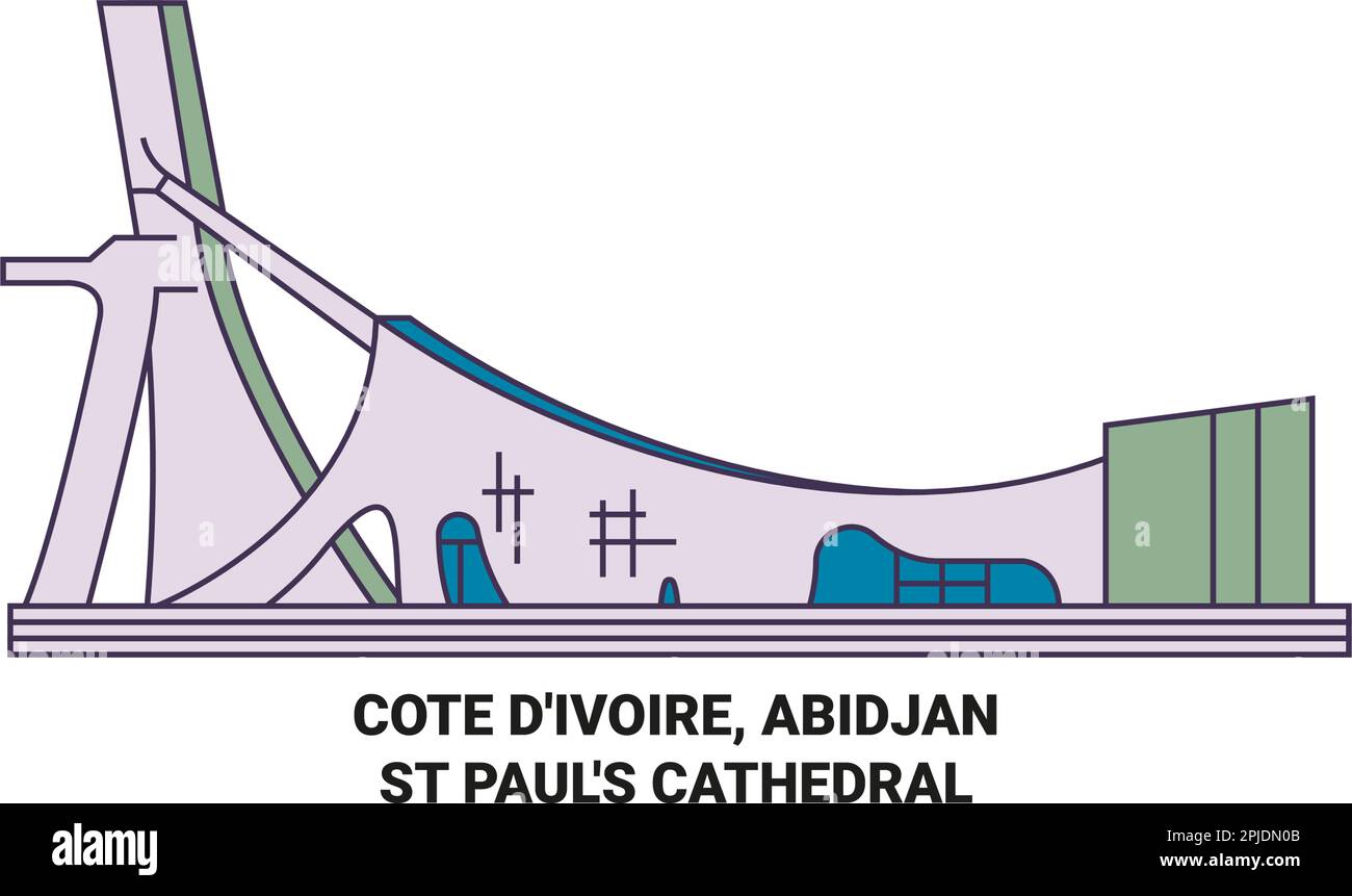 Costa d'avorio, Abidjanst Paul's Cathedral viaggio punto di riferimento illustrazione vettoriale Illustrazione Vettoriale