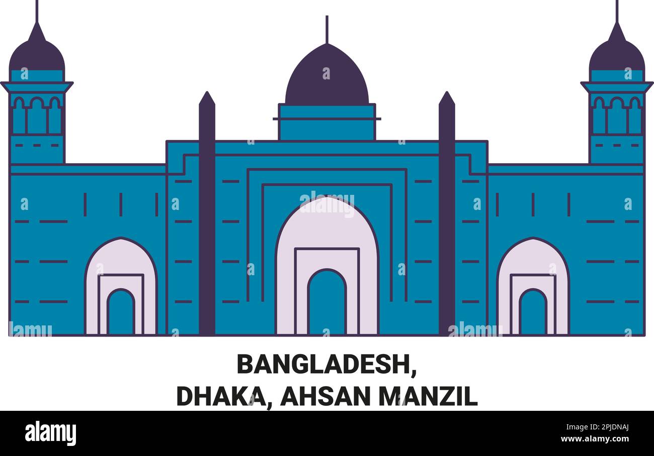 Bangladesh, Dhaka, Ahsan Manzil viaggio punto di riferimento vettore illustrazione Illustrazione Vettoriale