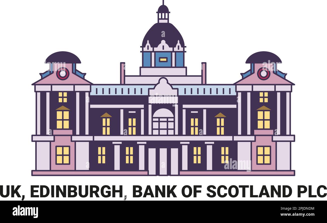 Inghilterra, Edimburgo, Bank of Scotland PLC, illustrazione vettore punto di riferimento di viaggio Illustrazione Vettoriale