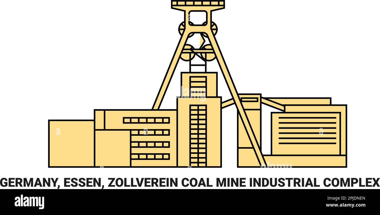 Germania, Essen, Zollverein miniera di carbone complesso industriale viaggio punto di riferimento vettore illustrazione Illustrazione Vettoriale
