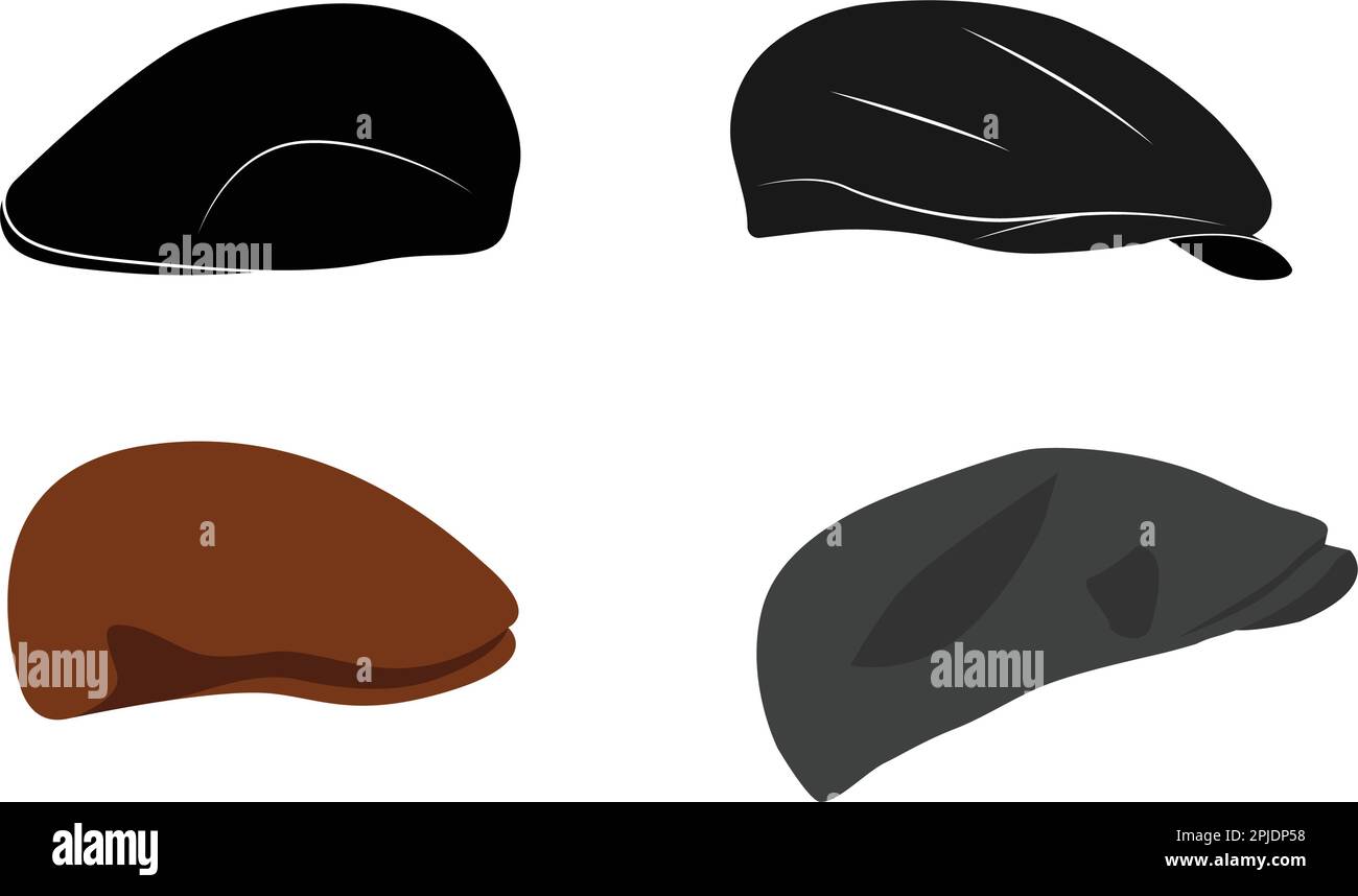 modello vettoriale icona logo cappello piatto Illustrazione Vettoriale