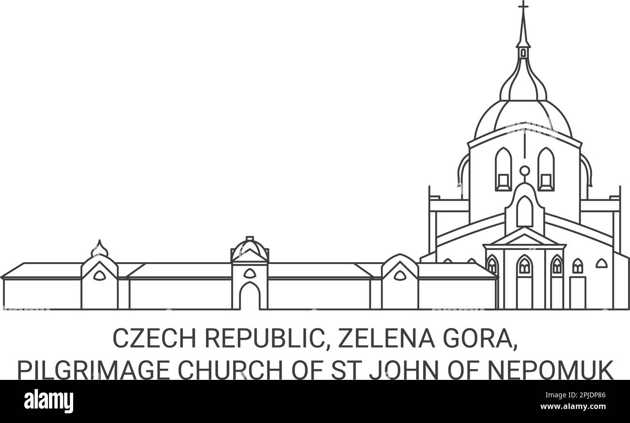 Repubblica Ceca, Zelena Gora, pellegrinaggio Chiesa di San Giovanni di Nepomuk viaggio punto di riferimento vettore illustrazione Illustrazione Vettoriale