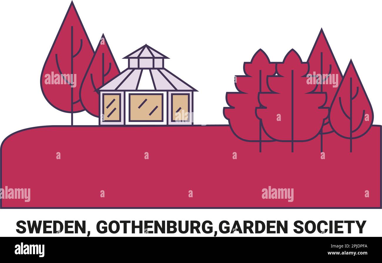 Svezia, Gothenburg, Società del Giardino, disegno vettoriale di riferimento di viaggio Illustrazione Vettoriale