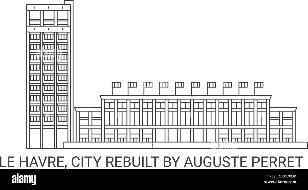 Francia, le Havre, città ricostruita da Auguste Perret, viaggio punto di riferimento vettore illustrazione Illustrazione Vettoriale