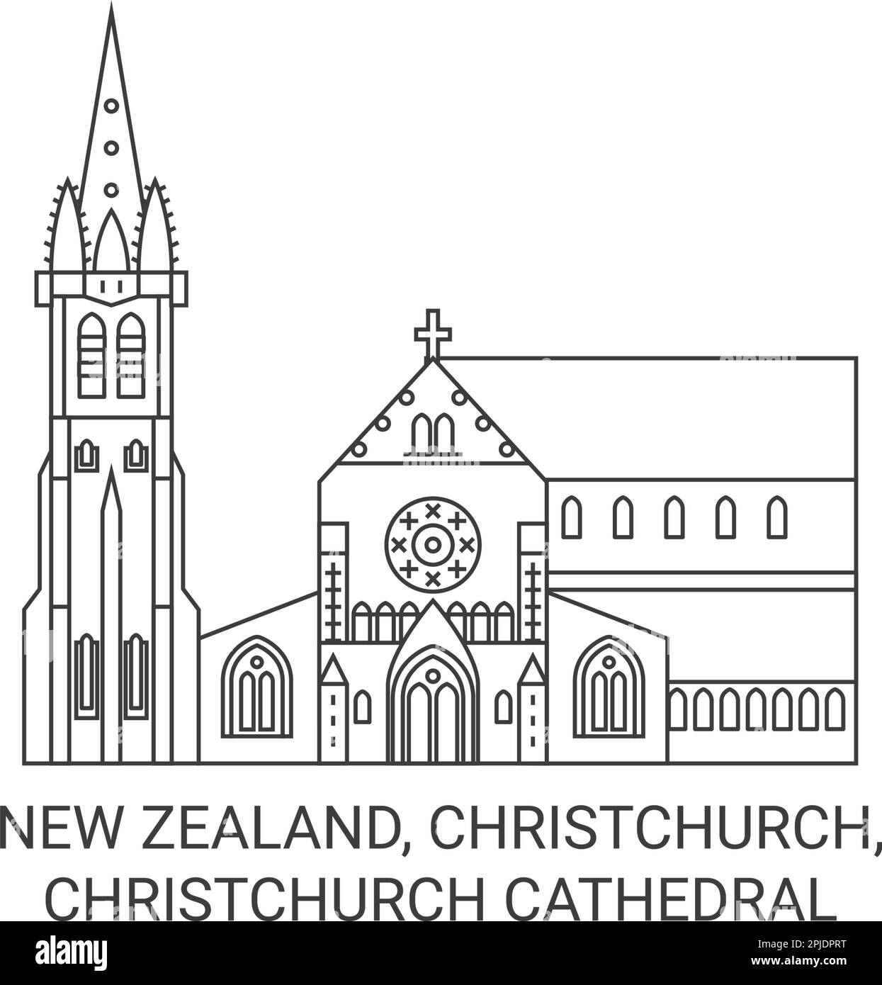 New Zealand, Christchurch, Christchurch Cathedral viaggio simbolo vettore illustrazione Illustrazione Vettoriale