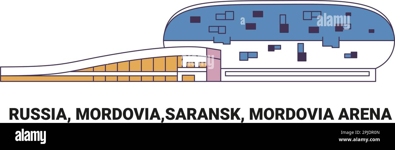 Russia, Mordovia, Saransk, Mordovia Arena, viaggio punto di riferimento vettore illustrazione Illustrazione Vettoriale