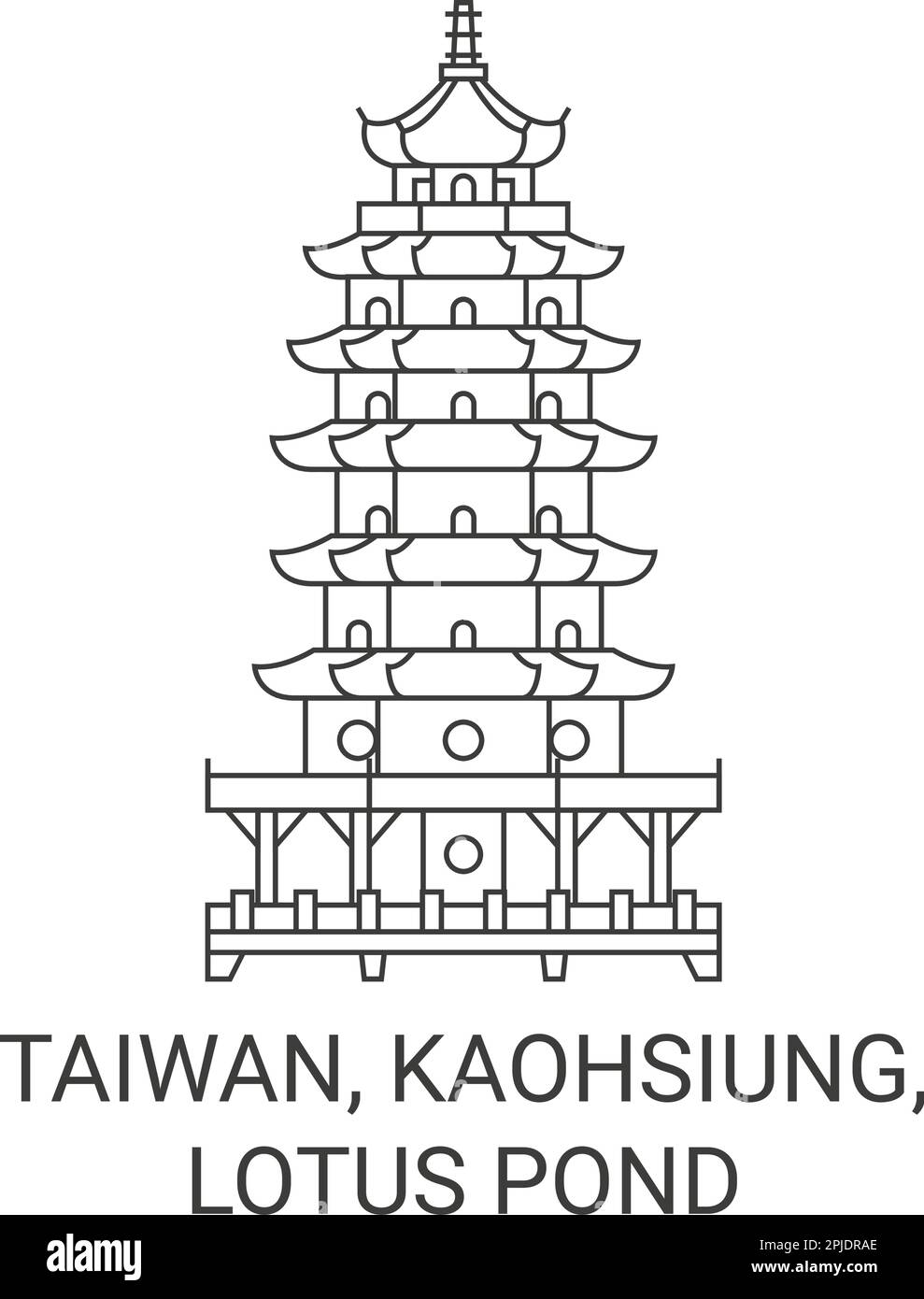 Taiwan, Kaohsiung, Lotus Pond viaggio punto di riferimento vettoriale illustrazione Illustrazione Vettoriale