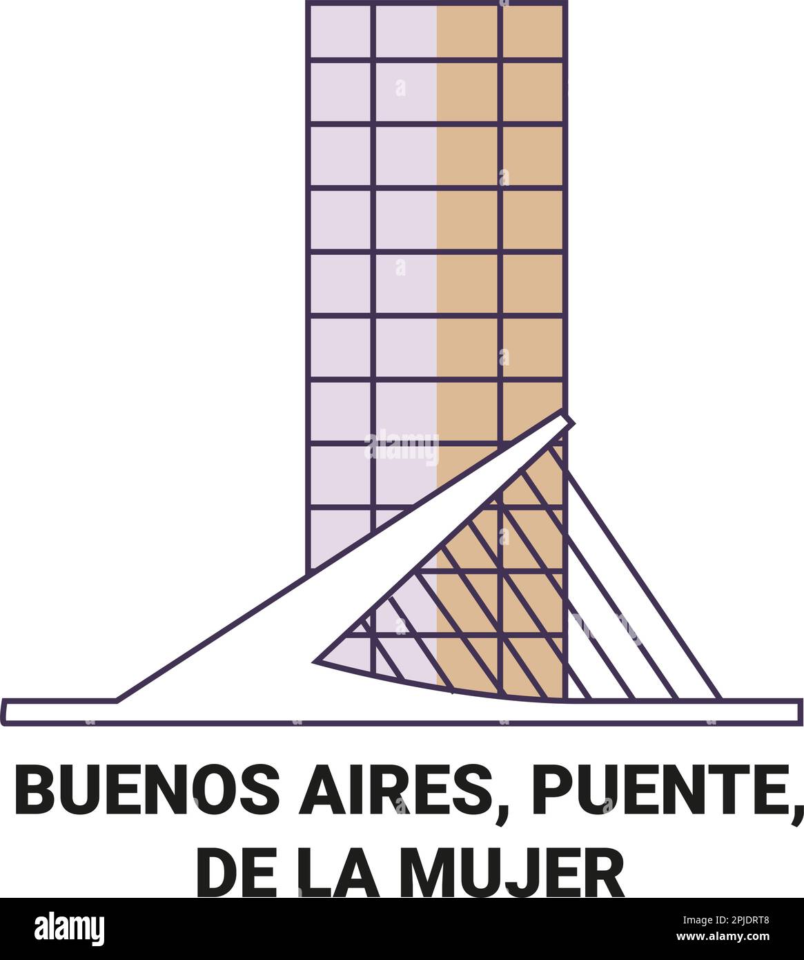 Argentina, Buenos Aires, Puente, De la Mujer viaggio punto di riferimento vettore illustrazione Illustrazione Vettoriale