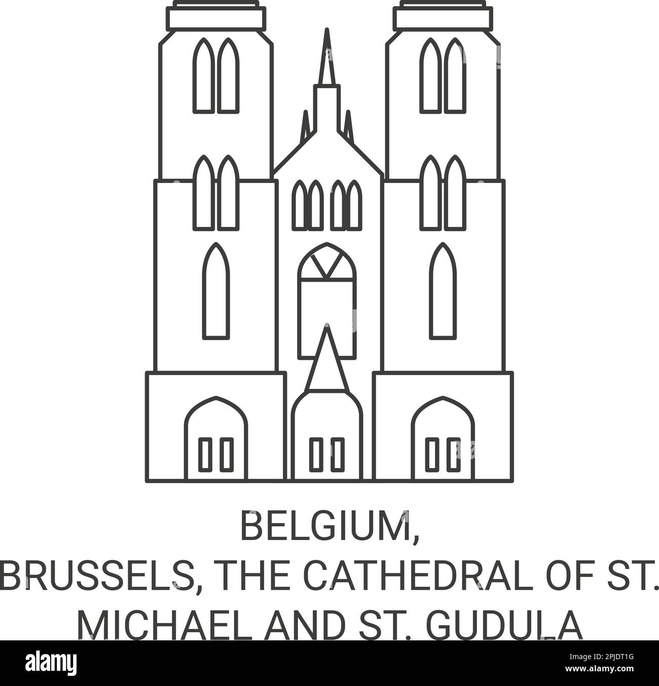Belgio, Bruxelles, la Cattedrale di St Michael e St. Illustrazione del vettore del riferimento anatomico di viaggio Gudula Illustrazione Vettoriale