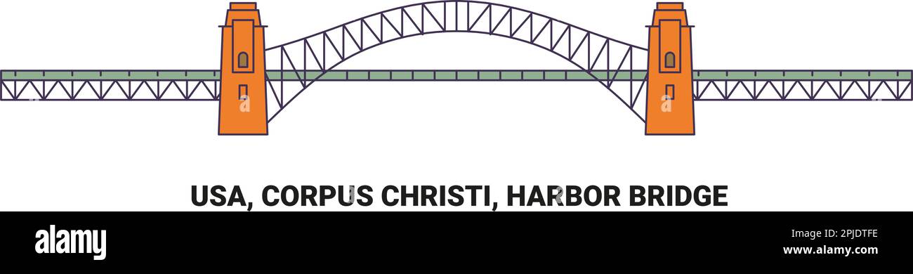 USA, Corpus Christi, Harbor Bridge viaggio punto di riferimento vettore illustrazione Illustrazione Vettoriale