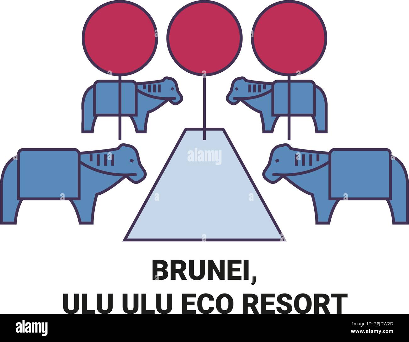 Brunei, Ulu Ulu Eco Resort viaggio punto di riferimento vettoriale illustrazione Illustrazione Vettoriale