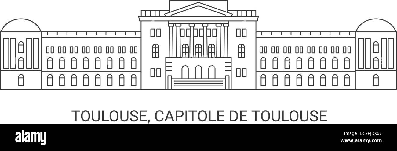 Francia, Tolosa, Capitole De Toulouse, viaggio punto di riferimento vettoriale illustrazione Illustrazione Vettoriale