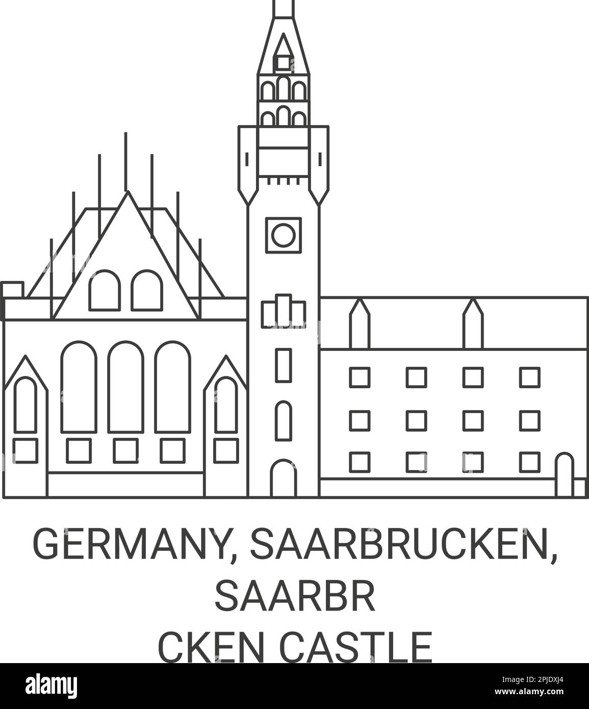 Germania, Saarbrucken, Saarbrucken Castello viaggio punto di riferimento vettore illustrazione Illustrazione Vettoriale