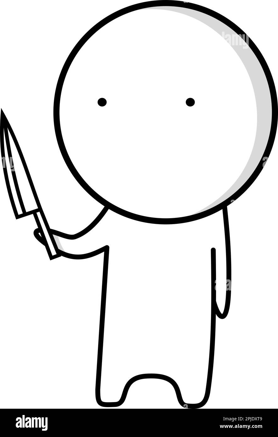 Il ragazzo si alza in cucina con un coltello in mano Illustrazione Vettoriale