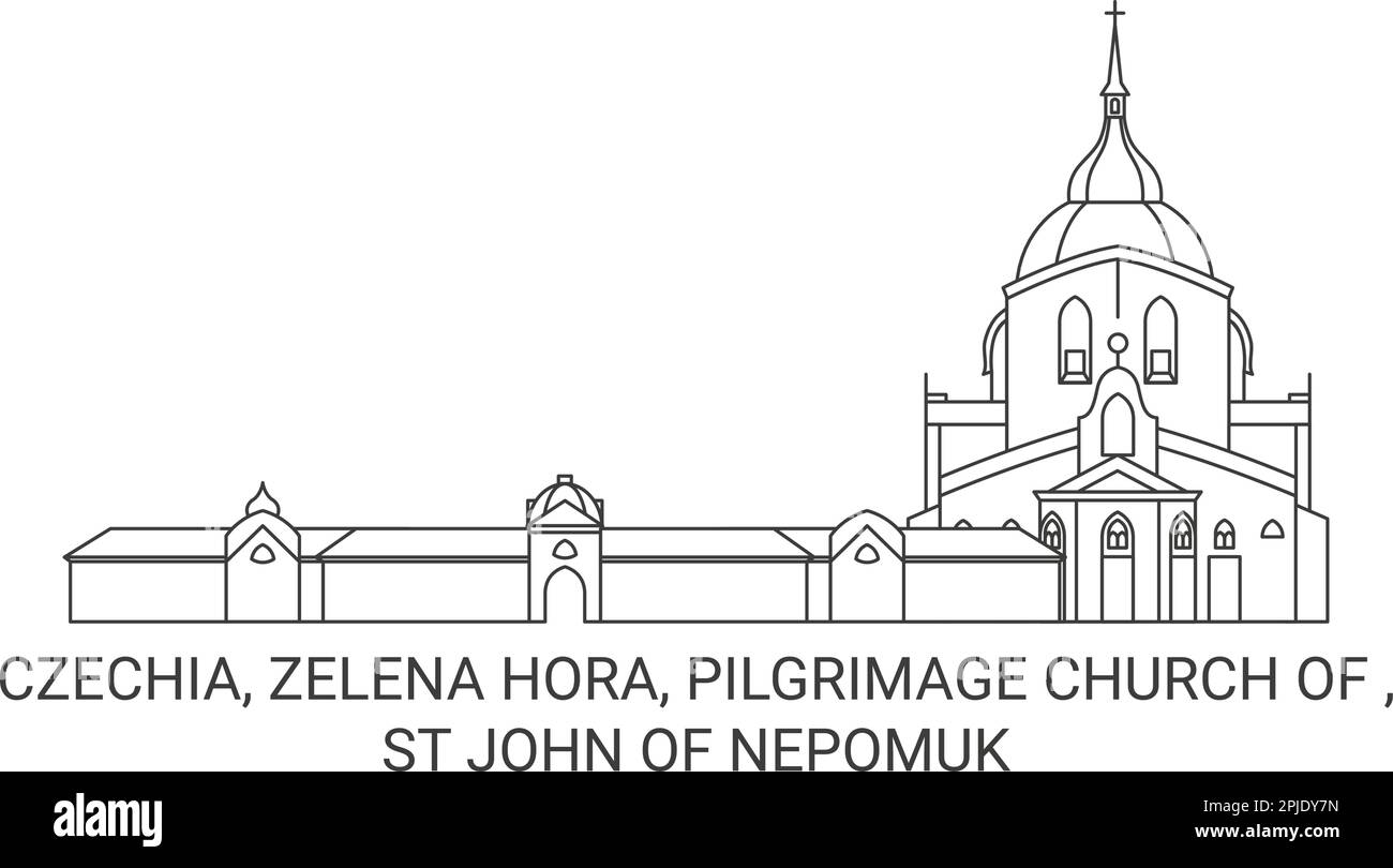 Repubblica Ceca, Zelena Hora, Chiesa del pellegrinaggio di , San Giovanni di Nepomuk viaggio punto di riferimento vettore illustrazione Illustrazione Vettoriale