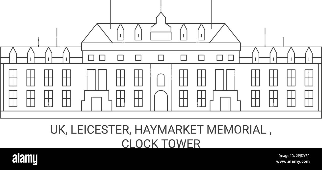 Inghilterra, Leicester, Haymarket Memorial, Torre dell'Orologio viaggio punto di riferimento vettoriale illustrazione Illustrazione Vettoriale