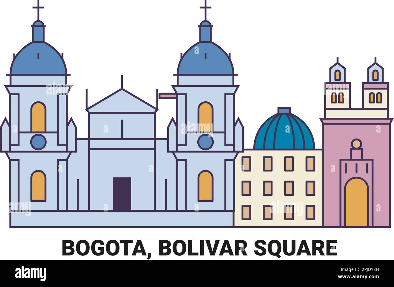Columbia, Bogota, Bolivar Square viaggio punto di riferimento vettoriale illustrazione Illustrazione Vettoriale