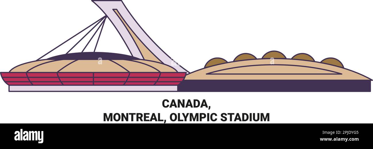 Canada, Montreal, Olympic Stadium viaggio punto di riferimento vettoriale illustrazione Illustrazione Vettoriale