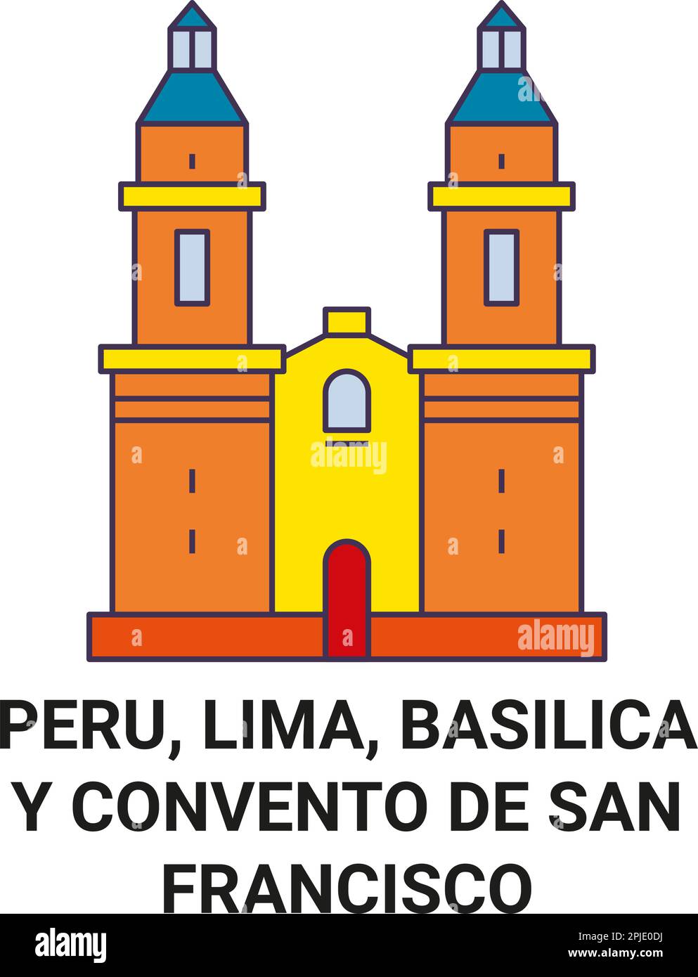 Perù, Lima, Basilica Y Convento De San Francisco viaggio punto di riferimento vettore illustrazione Illustrazione Vettoriale