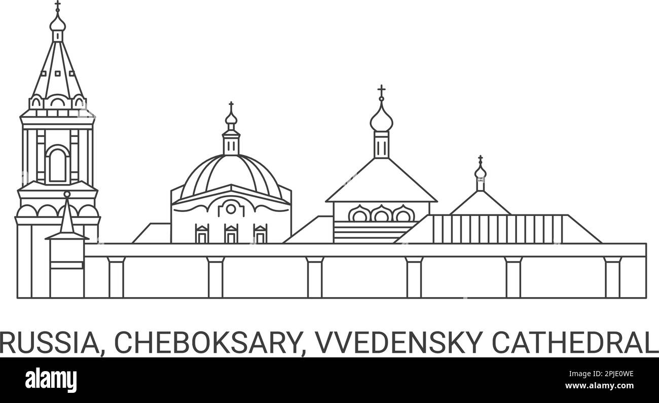 Russia, Cheboksary, Cattedrale di Vvedensky, viaggio punto di riferimento vettore illustrazione Illustrazione Vettoriale