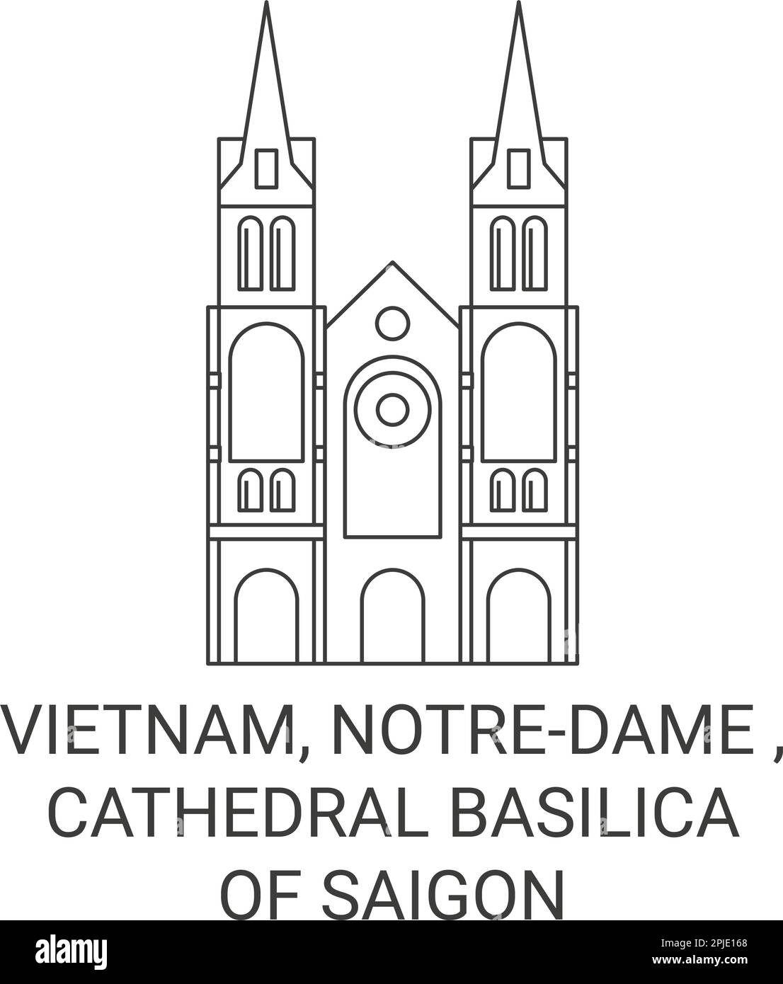 Vietnam, Notredame , Cattedrale Basilica di Saigon viaggio punto di riferimento vettoriale illustrazione Illustrazione Vettoriale