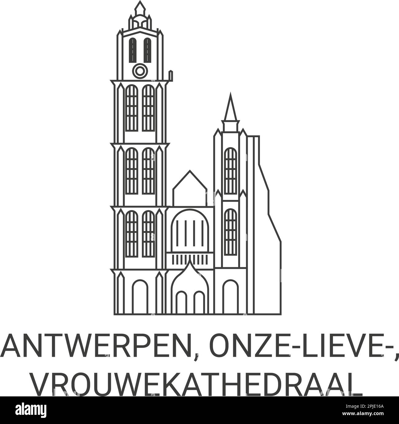 Belgium, Antwerpen, Onzelieve, Vrouwekathedraal viaggio punto di riferimento vettore illustrazione Illustrazione Vettoriale