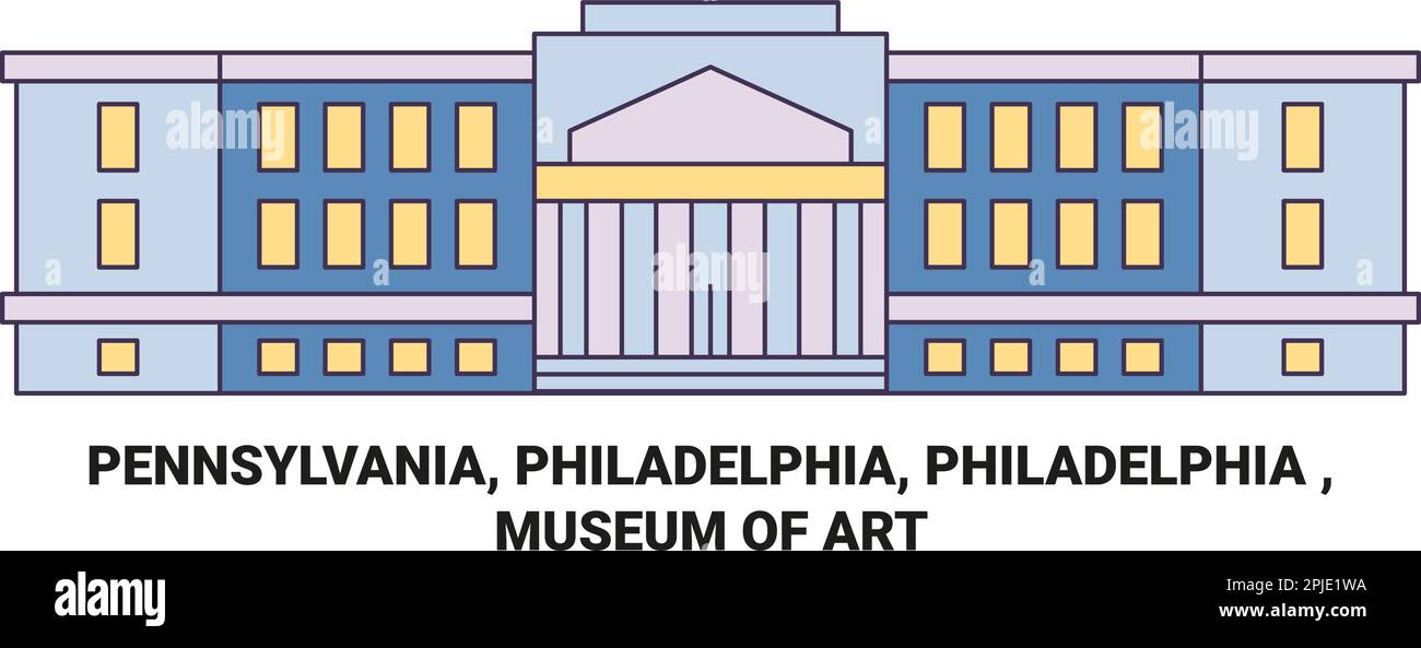 Stati Uniti, Pennsylvania, Philadelphia, Philadelphia , Museo d'Arte viaggio punto di riferimento vettoriale illustrazione Illustrazione Vettoriale