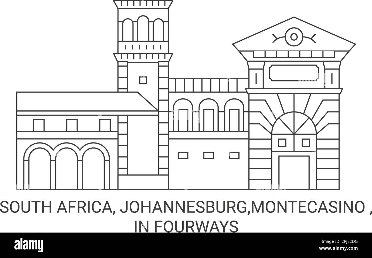 Sud Africa, Johannesburg, Montecasino , in Fourways viaggio punto di riferimento vettoriale illustrazione Illustrazione Vettoriale