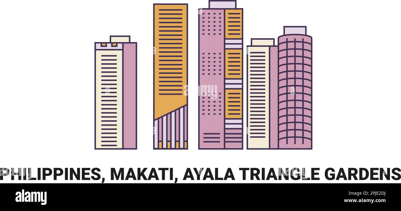 Filippine, Makati, Ayala Triangle Gardens viaggio punto di riferimento vettoriale illustrazione Illustrazione Vettoriale
