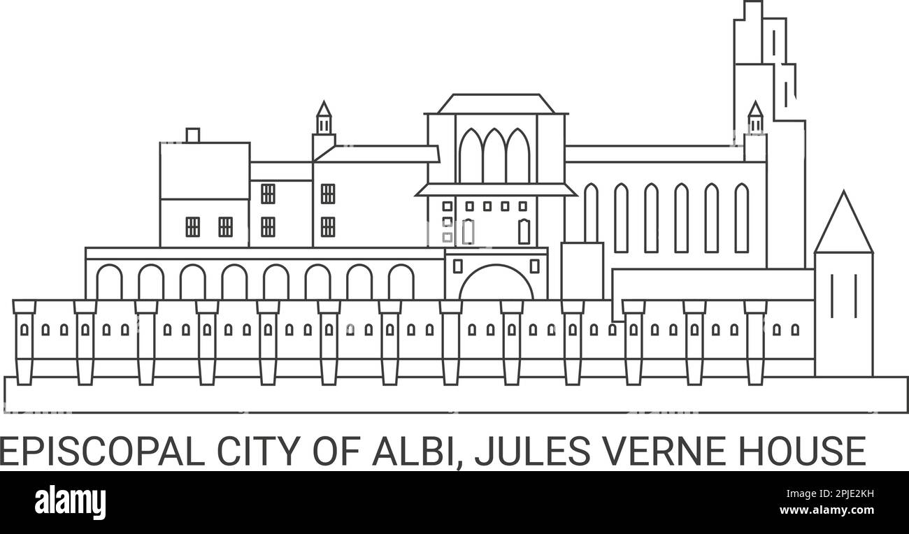Francia, città episcopale di Albi, Jules Verne Casa, viaggio punto di riferimento vettore illustrazione Illustrazione Vettoriale