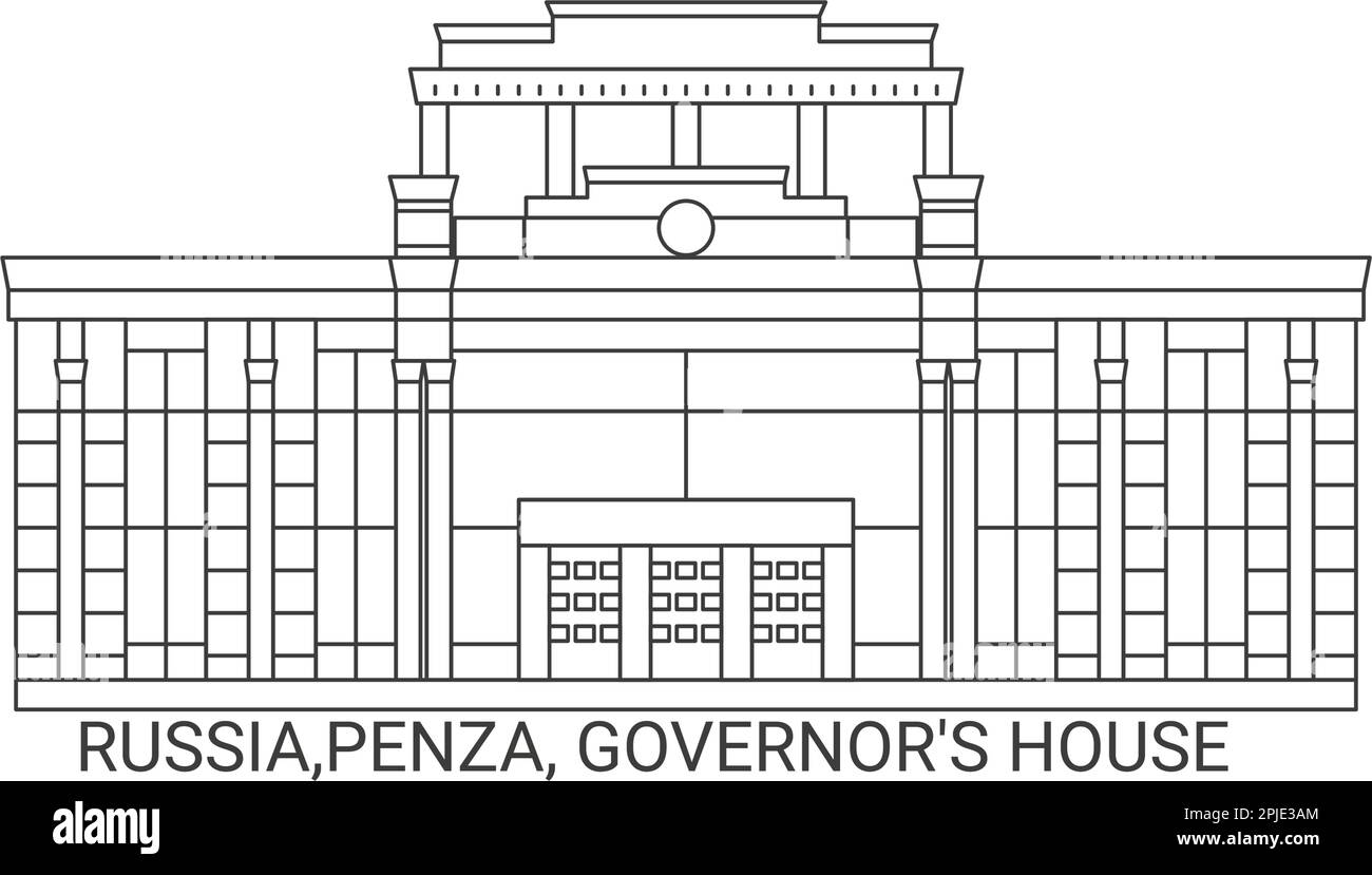 Russia, Penza, Governor's House, viaggio punto di riferimento vettore illustrazione Illustrazione Vettoriale